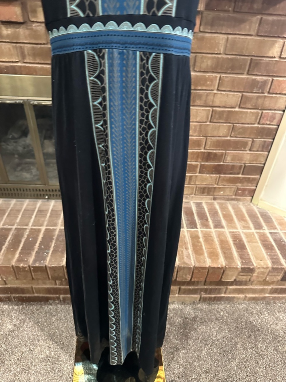 Athleta Boho Tribal Print High Neck Maxi Dress | Size M | Coastal Gypsy Chic - Picture 2 of 5